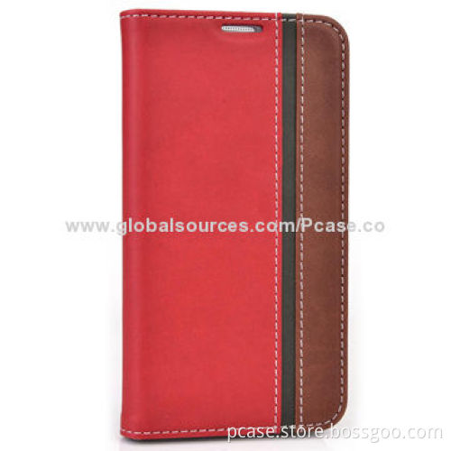 Folio Stand Leather Case for Samsung Galaxy S5, Cutout for Buttons and Camera